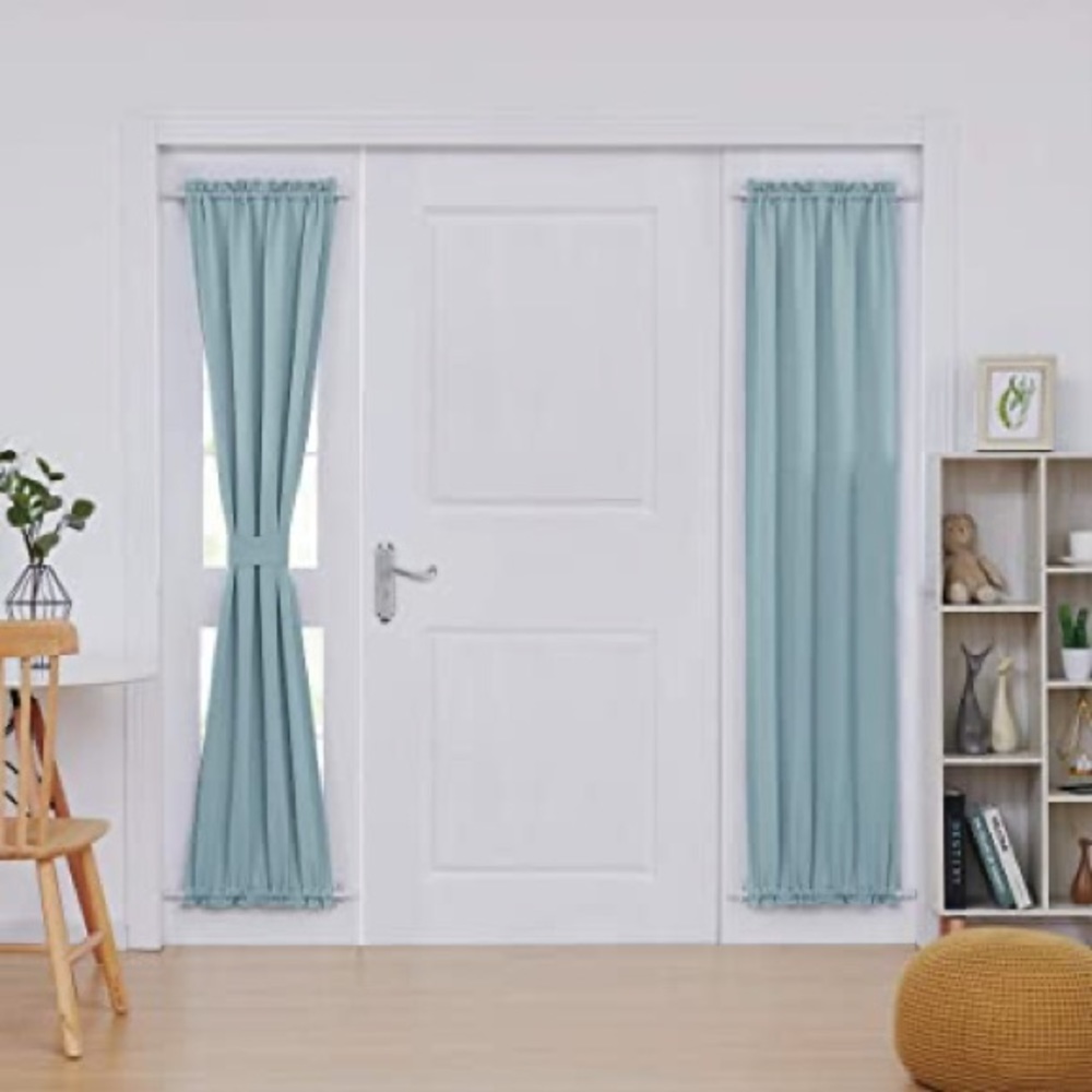 Two side light curtain panels w/Velcro tiebacks